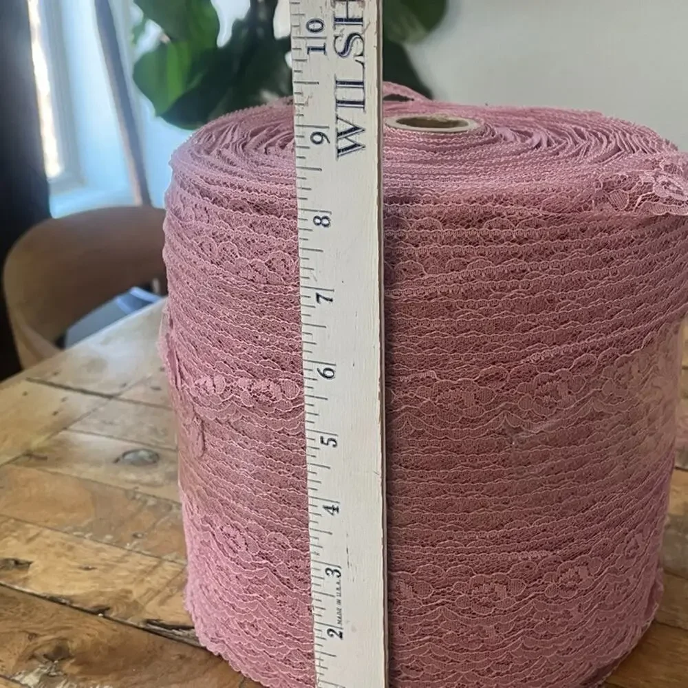 Large 8 in Spool Of Dusty Rose Lace Trim Scalloped Floral 2 lbs 14 Oz - Picture 4 of 6